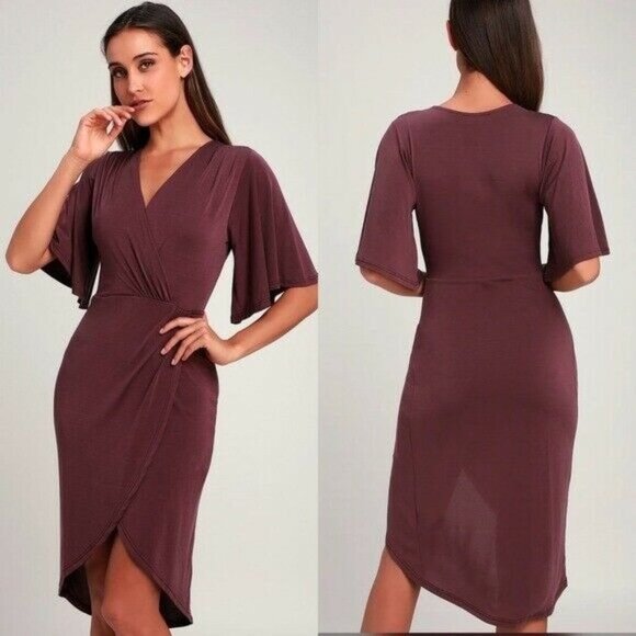 Lulus Dulcet Surplice Midi Dress Purple Size Small‎ - Picture 1 of 8